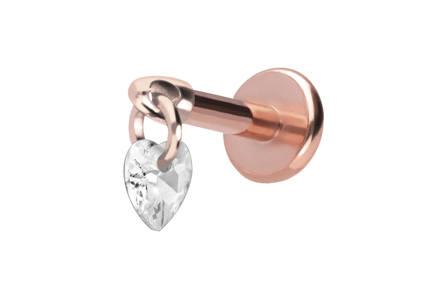 Titan Labret Piercing mit Push Fit KRISTALLHERZ